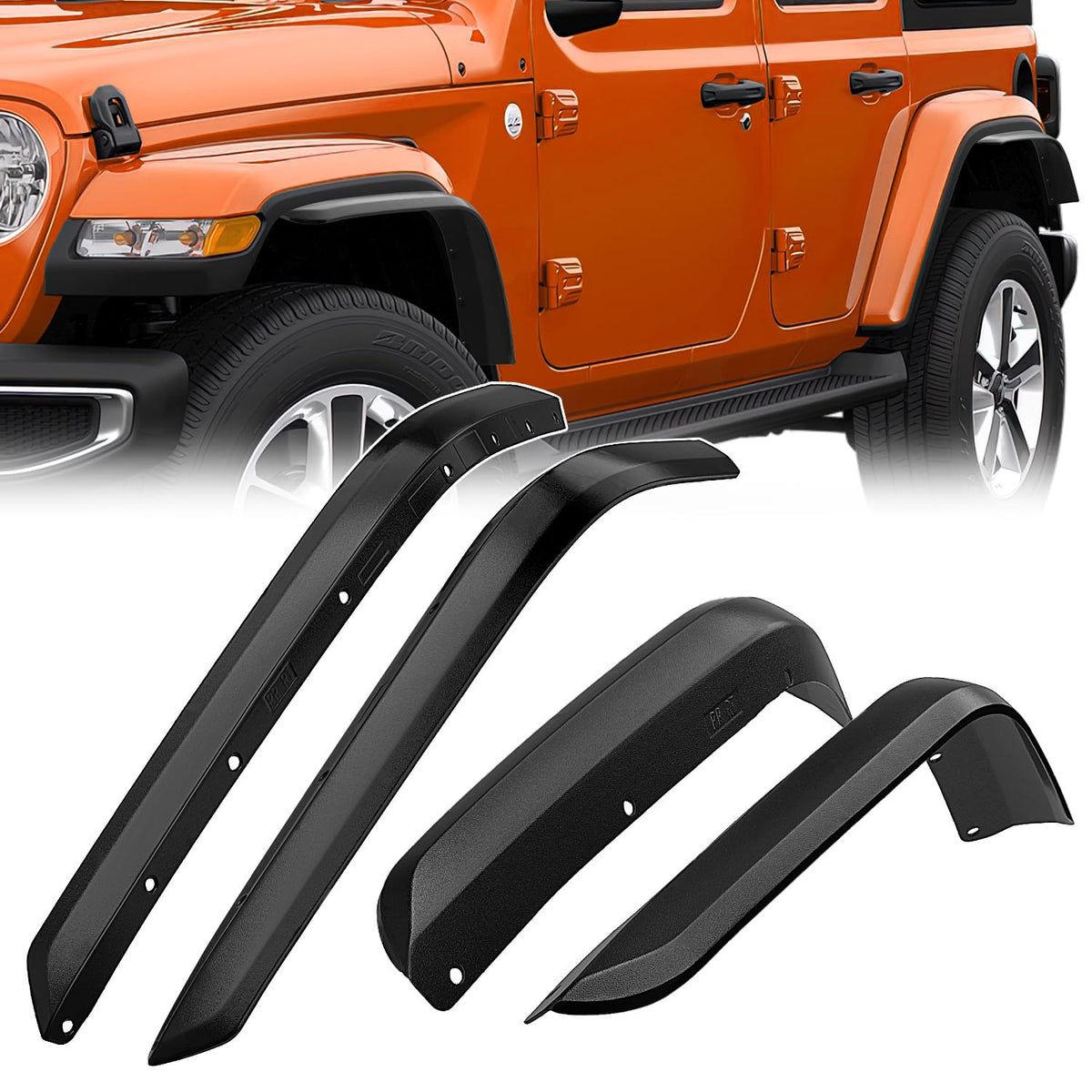Nilight Juego de extensiones de guardabarros compatibles con Wrangler JL y JLU Unlimited 2/4 puertas (solo para arcos de ruedas bajas) 4 piezas de guardabarros ampliados todoterreno - For 2018-2024 Sahara