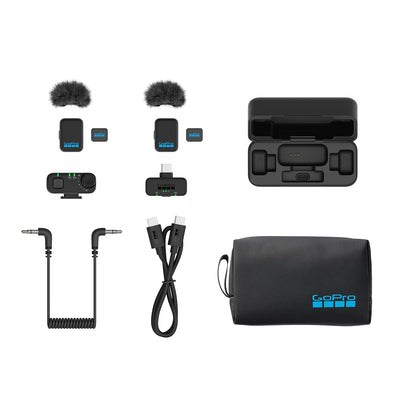 Kit Completo de micrófono inalámbrico GoPro (2 TX, 2 RX, Funda de Carga) - para GoPro/cámara/iPhone/Android, ultracompacto, reducción de Ruido, Control de Ganancia, vlogging