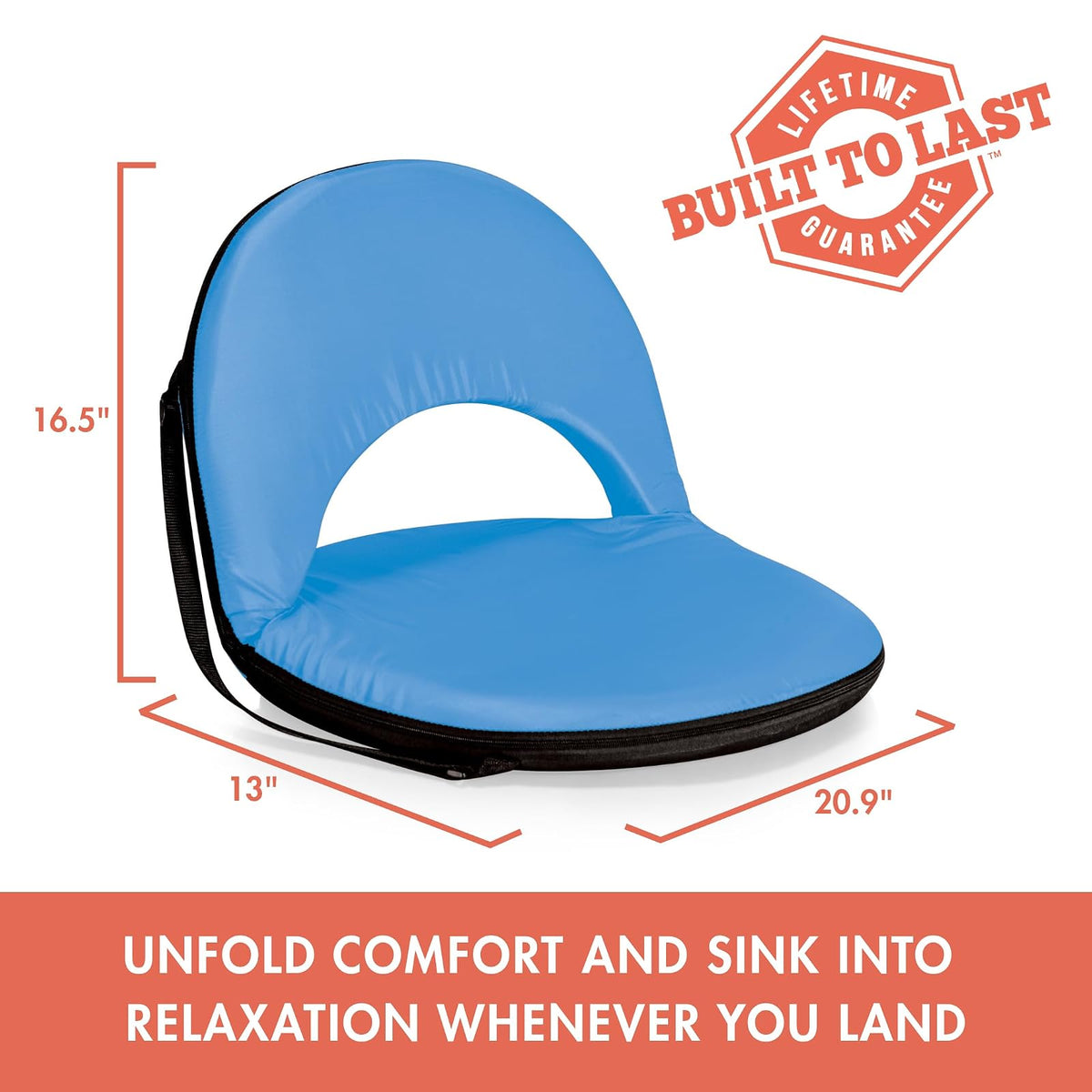 Picnic Time Oniva - Asiento reclinable portátil para Estadio con Soporte Trasero, sillas blanqueadoras Plegables con Respaldo y cojín, Asiento de Banco y reposabrazos Acolchados Gruesos, Incluye Seis