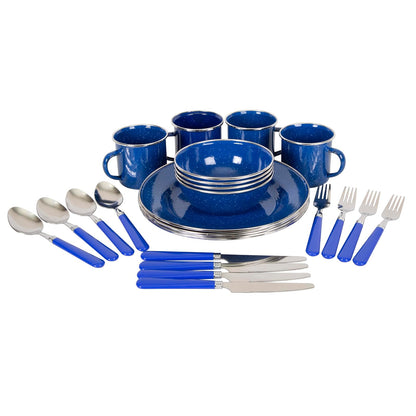 Stansport Vajilla esmaltada para Campamento (24 Piezas) - Azul