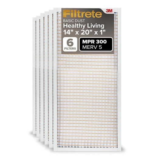 Filtrete - Filtro de aire para horno de CA, MPR 300, Clean Living Basic Dust, 6 unidades (dimensiones exactas 13.81 x 19.81 x 0.81)