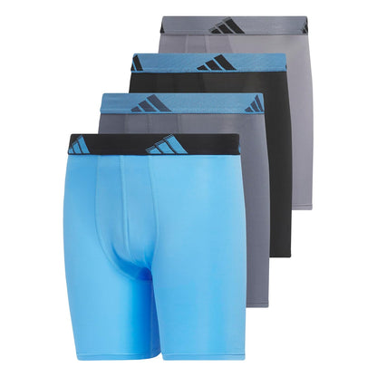 adidas - Calzoncillos tipo calzones de microfibra para jóvenes (multipaquete) para niños - Blue Burst - Black - Grey - M