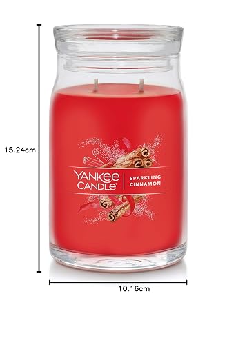 Yankee Candle - Vela de 2 mechas con aroma a canela espumosa, aroma de canela, tarro grande de 20 onzas, más de 60 horas de tiempo de combustión, Navidad | Vela navideña