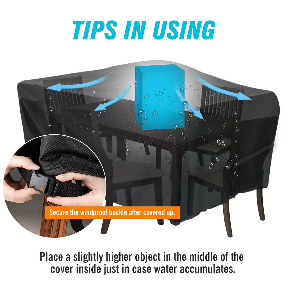 Velway - Funda rectangular para mesa de patio, impermeable, para mesa y sillas al aire última intervensión, 84 pulgadas de largo x 52 pulgadas de ancho x 29 pulgadas de alto, Oxford resistente al