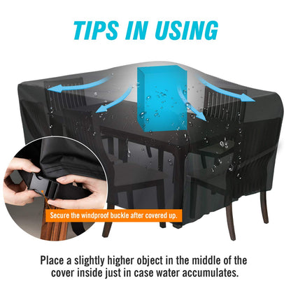 Velway - Funda rectangular para mesa de patio, impermeable, para mesa y sillas al aire última intervensión, 84 pulgadas de largo x 52 pulgadas de ancho x 29 pulgadas de alto, Oxford resistente al