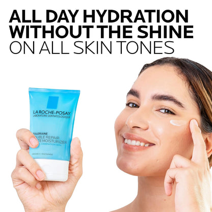 La Roche-Posay - Crema hidratante facial mate de doble reparación Toleriane, humectante en gel diario para controlar la piel grasa con niacinamida, sin aceite