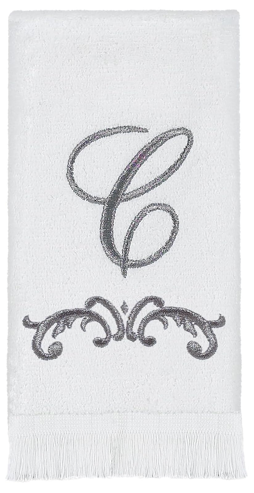Avanti Linens - Toalla de Punta de los Dedos, Toalla de algodón Suave y Absorbente, diseño de Desplazamiento, decoración de Estilo cursivo (colección de monogramas, Inicial C) - C - Puntas de los dedos