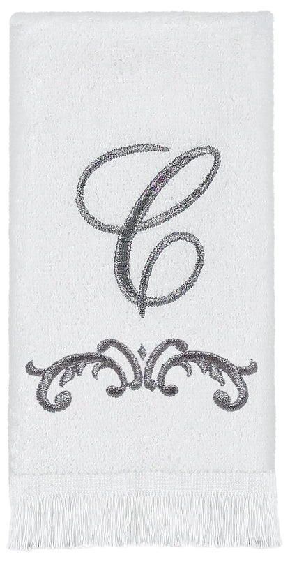 Avanti Linens - Toalla de Punta de los Dedos, Toalla de algodón Suave y Absorbente, diseño de Desplazamiento, decoración de Estilo cursivo (colección de monogramas, Inicial C) - C - Puntas de los dedos