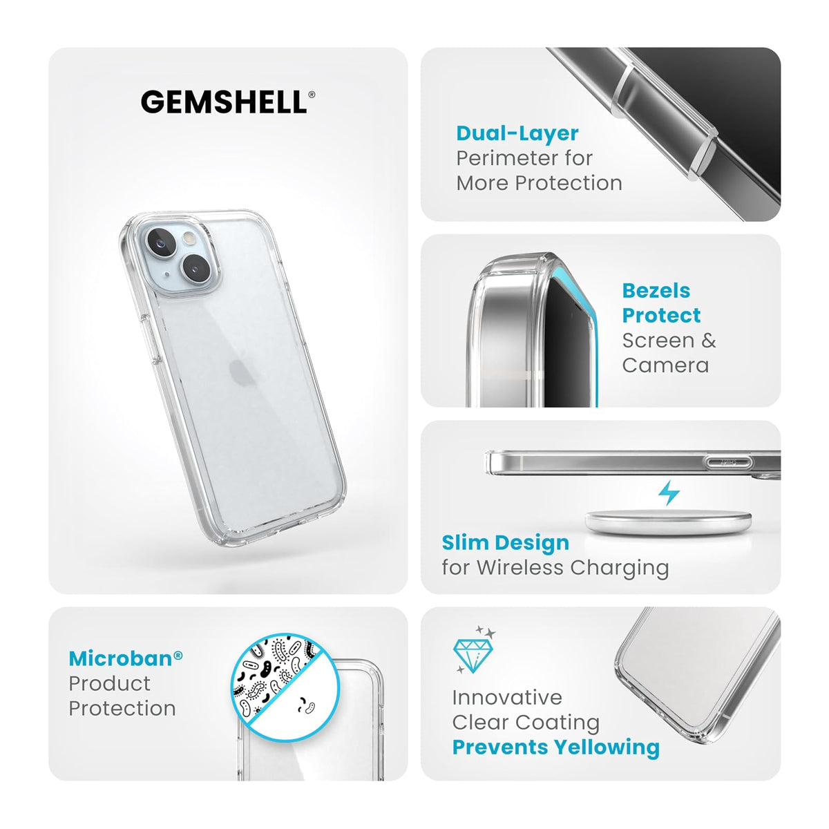 Speck - Funda Transparente para iPhone 15, Delgada, protección contra caídas, para iPhone 15, iPhone 14 y iPhone 13, Resistente a los arañazos, antiamarilleo, Funda de teléfono de 6.1 Pulgadas,