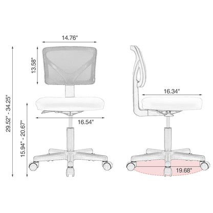 Sweetcrispy - Silla de computadora de Oficina, ergonómica, con Respaldo bajo, con Ruedas, Asiento cómodo sin Brazos, Soporte Lumbar para el hogar, recámara, Estudio, Estudiante, Adultos, Color Rosa