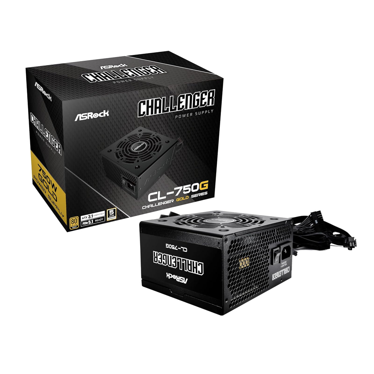 ASRock Phantom Gaming PG-1300G Fuente de Poder 1300W Gold - 750g - Chanllenger dorado