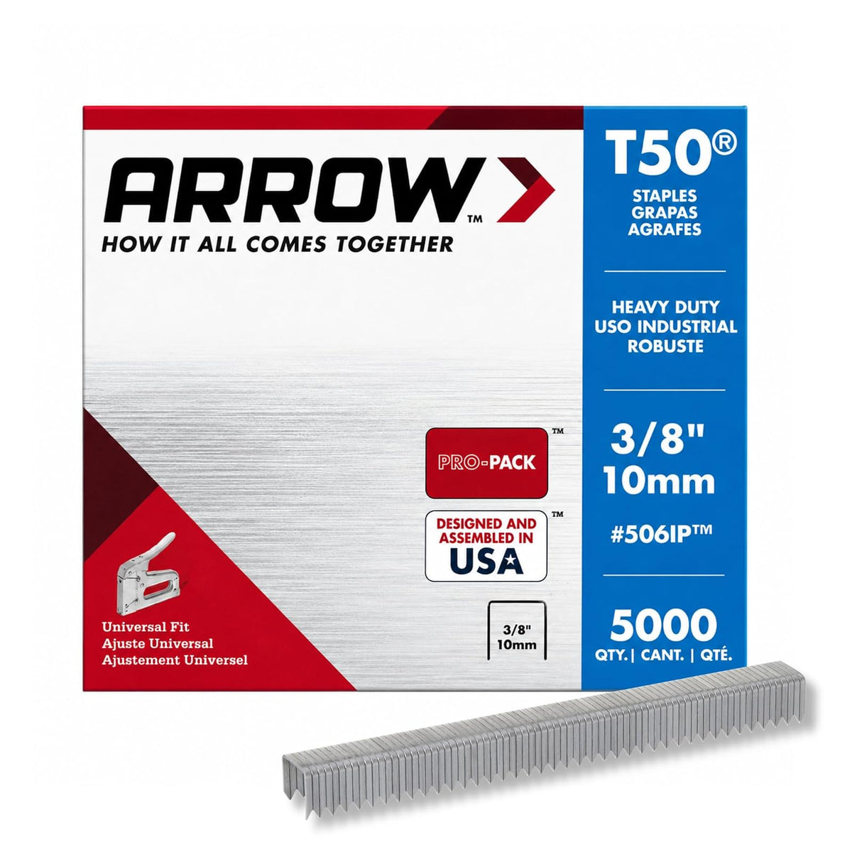 Arrow Fastener Grapas T50 para Engrapadora, Corona 3/8" - 0.95 cm (3 - 8'')
