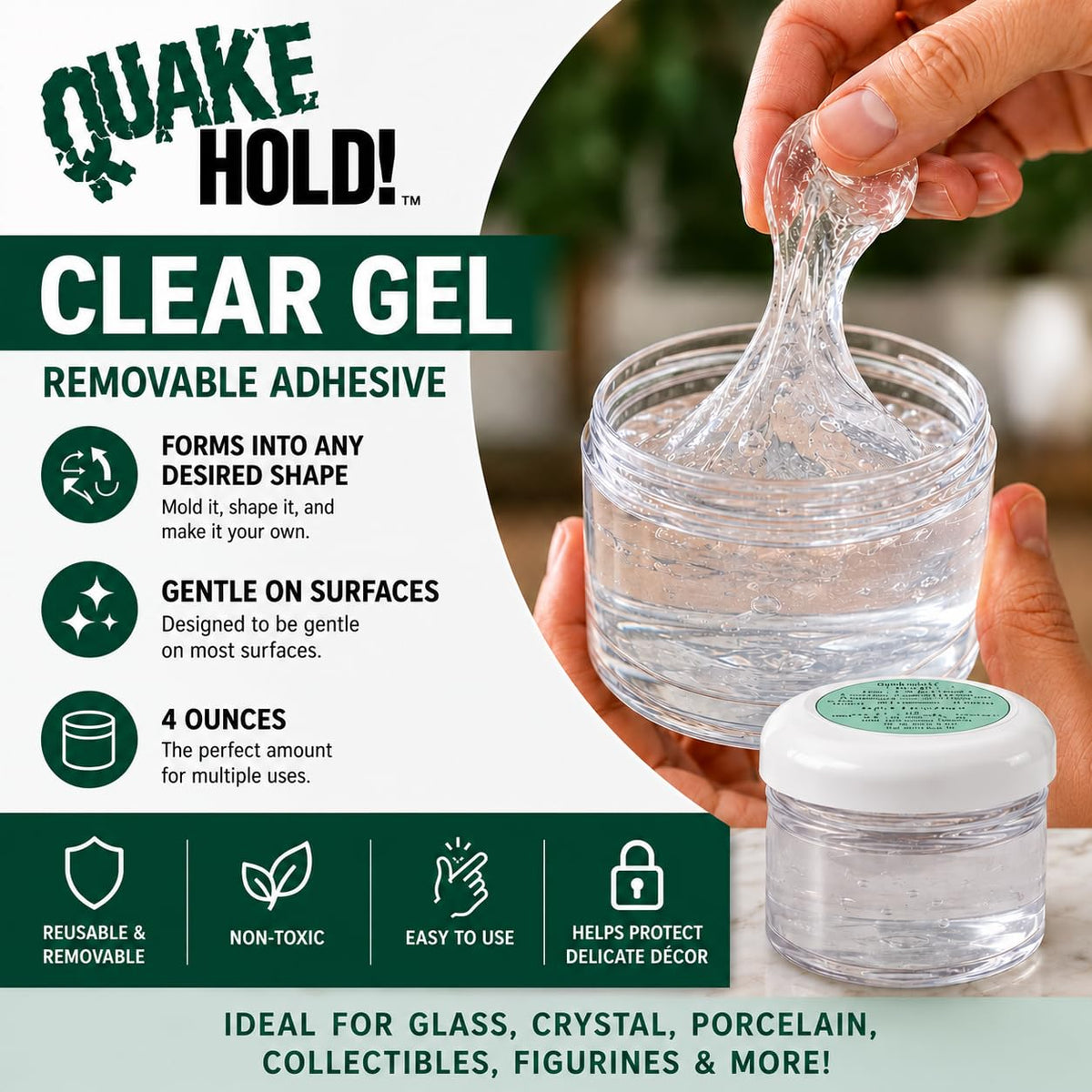 ¡Temblor! 22111 Gel para Vidrio y Cristal, Transparente