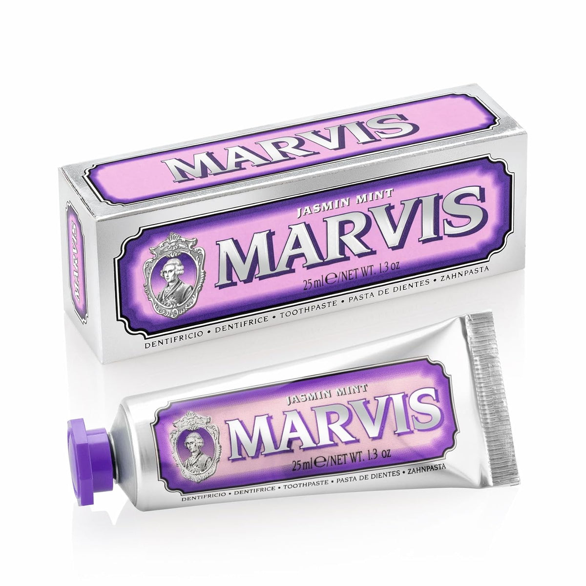 Marvis Pasta Dental Sabor Menta, Fórmula sin Irritación - Menta y jazmín - 25 ml (Paquete de 1)