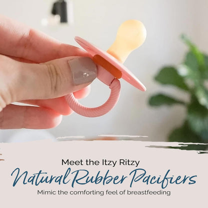 Itzy Ritzy Chupones de goma natural; para edades de 0 a 6 meses, flor y palisandro