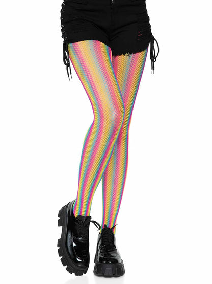 Leg Avenue - Pantalón para mujer, diseño de peces, arco iris