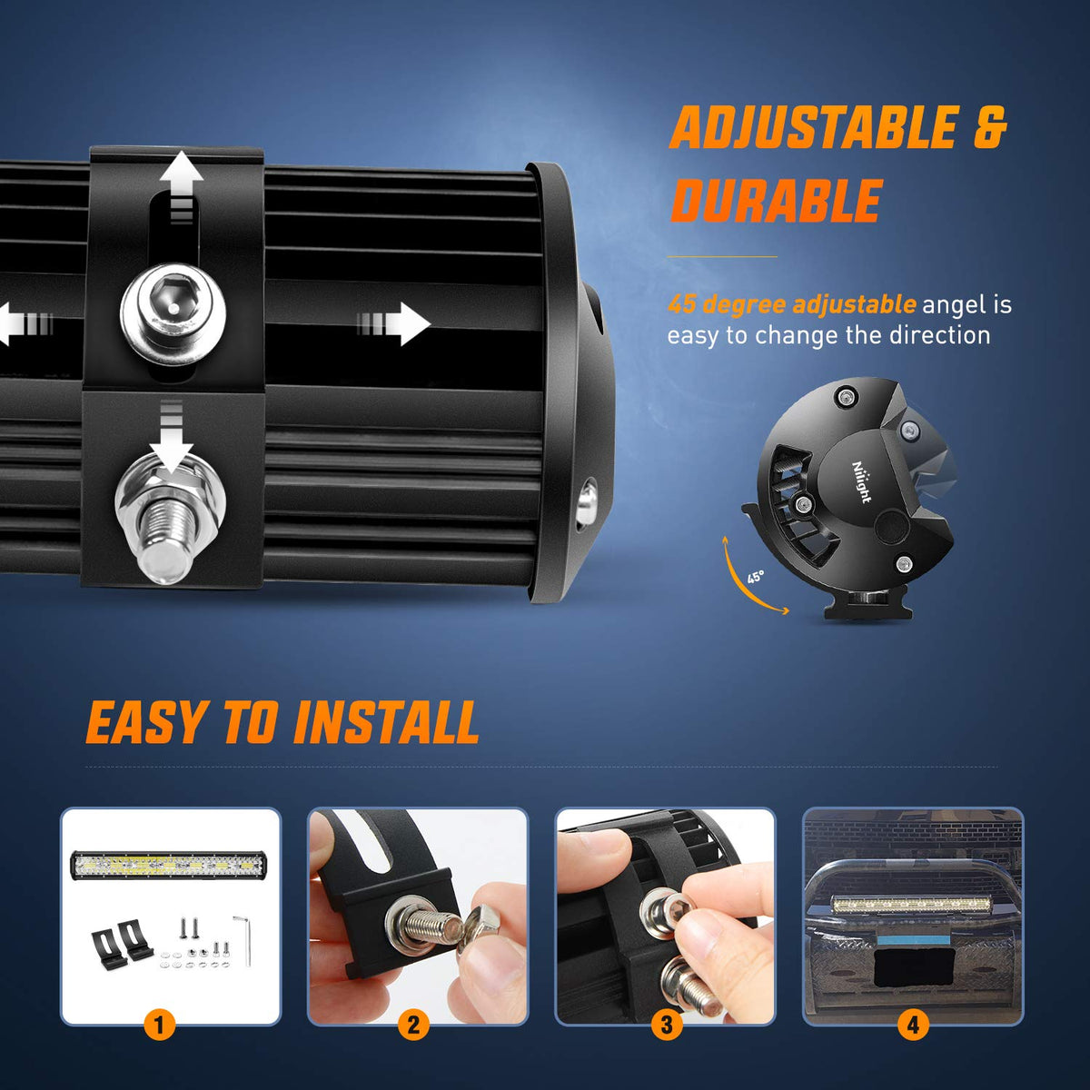 Nilight ZH409 - Barra de luz LED de 420 W de Triple Fila de 42000 LM con arnés de cableado Todoterreno Resistente, 2 años de garantía