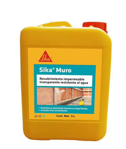 SIKA - Repelente de agua - Sika Muro - Recubrimiento Impermeable Transparente Resistente al Agua para Muros - Pet de 5 Litros Líquido