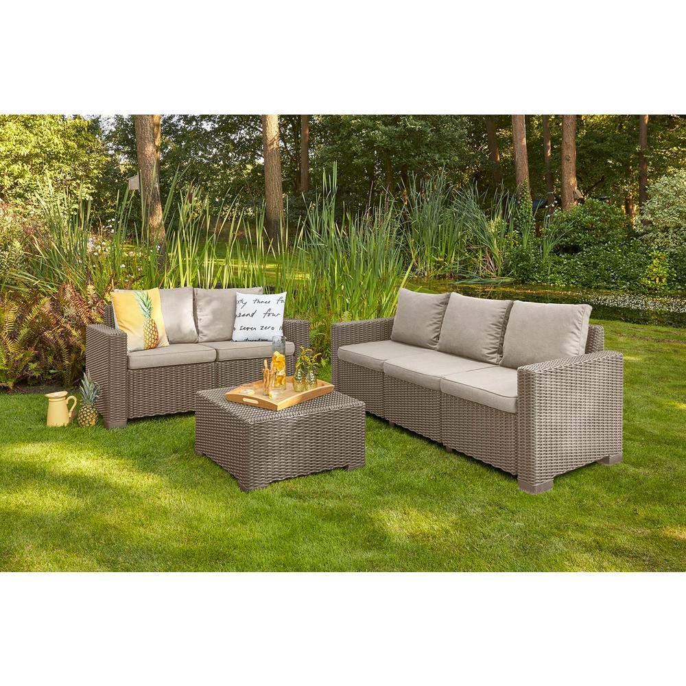 Keter California - Sofá de Patio con Cojines, Mesa para café, Capuccino, Mesa para café