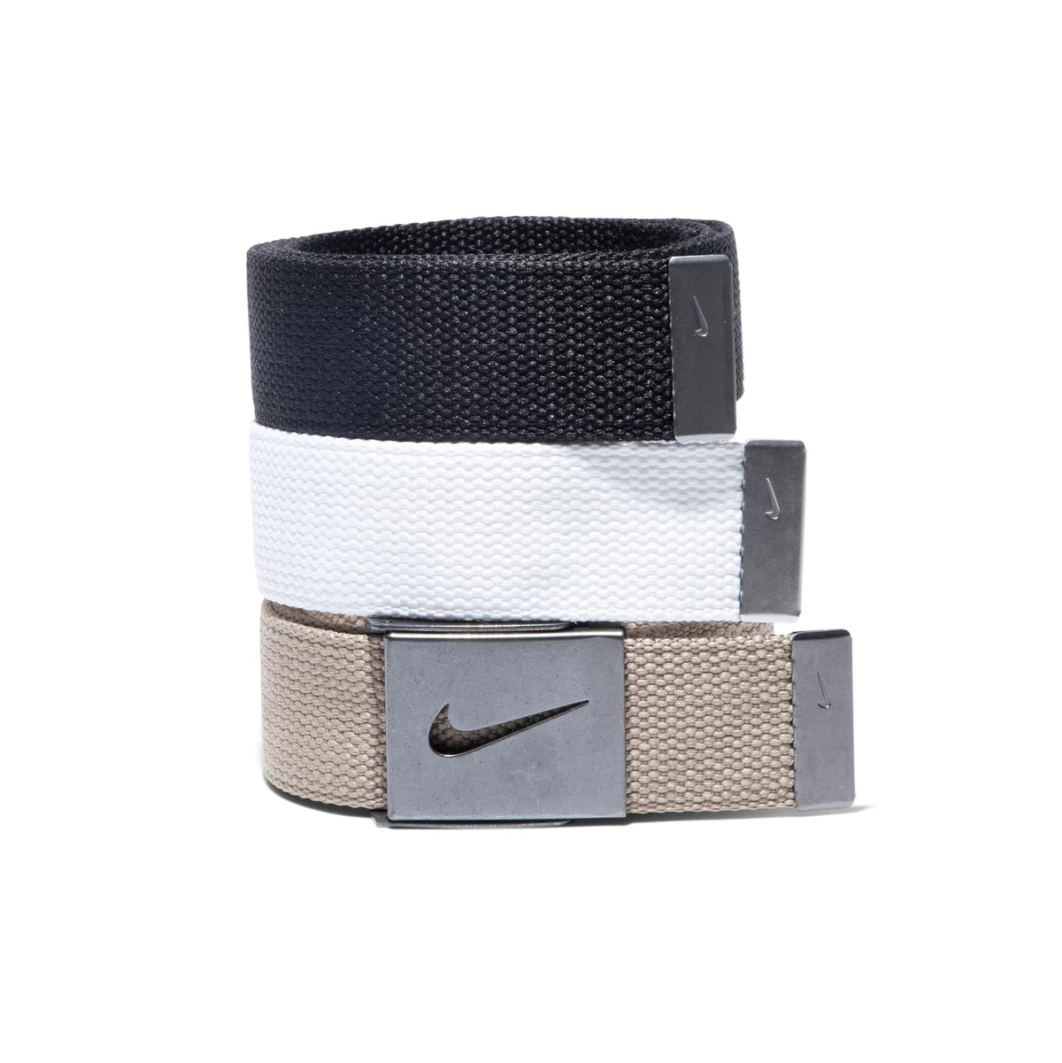 Nike Paquete de 3 cinturones de red para hombre, Plateado