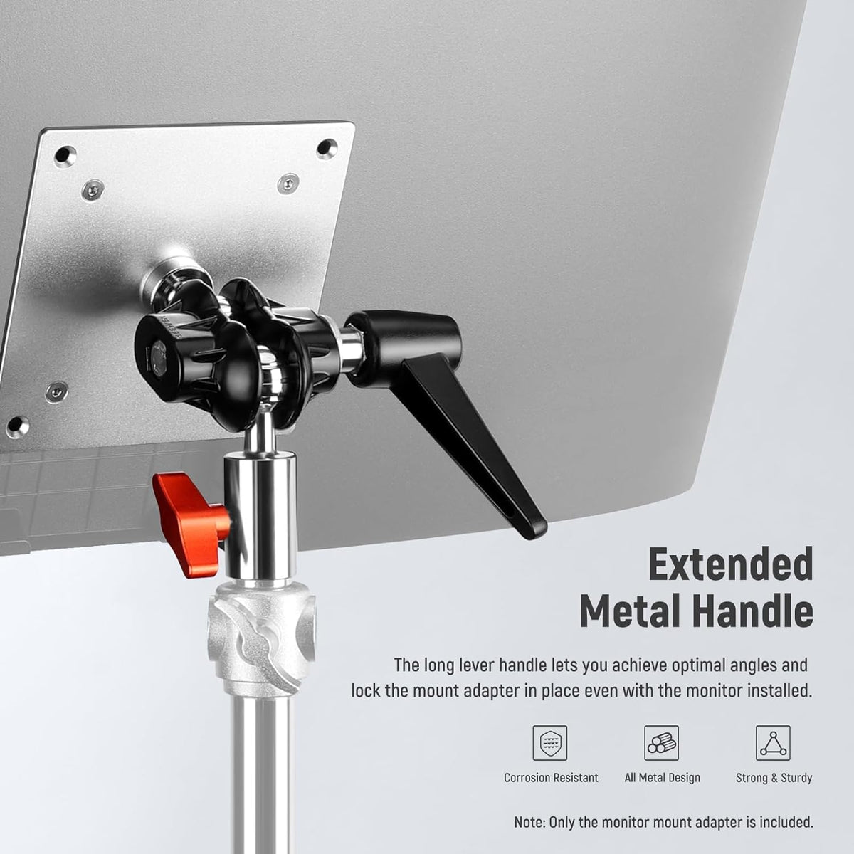 NEEWER Adaptador de Soporte de Monitor con Soporte VESA, Adaptador de Soporte de Luz de Aleación de Aluminio,Tornillo M4 de Rótula Doble de 360° y Receptor de 5/8 ", Carga Máxima 14lb/6.3kg(MA001