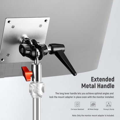 NEEWER Adaptador de Soporte de Monitor con Soporte VESA, Adaptador de Soporte de Luz de Aleación de Aluminio,Tornillo M4 de Rótula Doble de 360° y Receptor de 5/8 ", Carga Máxima 14lb/6.3kg(MA001