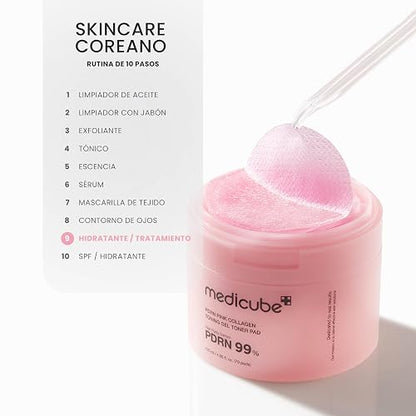 PDRN Pink Collagen Toning Gel Toner Pad by Medicube for Women - 4.05 oz Pads