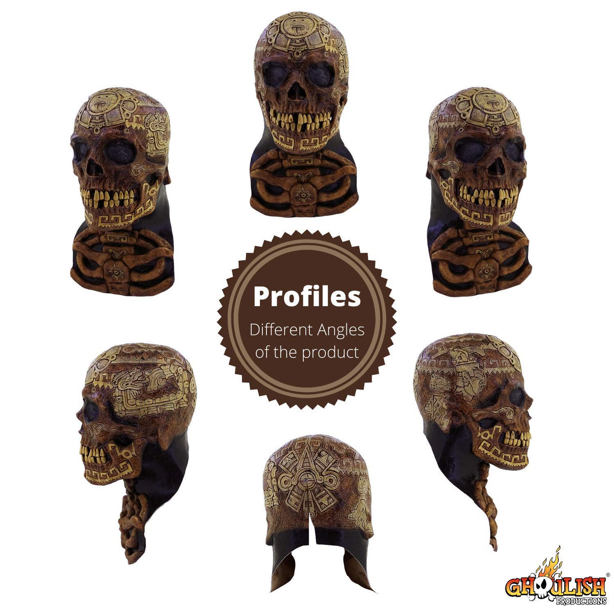Aztec Skull, Máscara de Momia Calavera Azteca, Máscaras de Calaca Ideal para Disfraz de Halloween y Día de Muertos