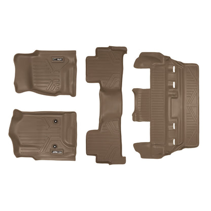 SMARTLINER Juego de Alfombrillas de 3 Filas de Ajuste Personalizado, Color café Compatible con Chevrolet Tahoe/GMC Yukon 2015-2020