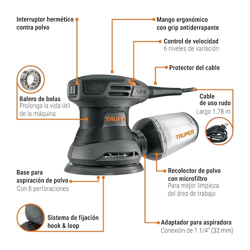 Truper Industrial LIRO-5N2, Lijadora roto orbital 5", 260W