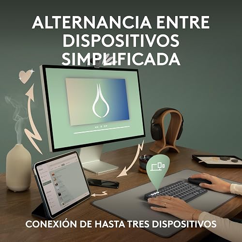 Logitech Pebble Keys 2 K380s, Teclado Bluetooth multidispositivo, accesos directos, estilizado y Portable, Easy-Switch, Windows, macOS, iPadOS, Android, ChromeOS - Grafito