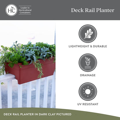 The HC Companies - Caja para macetas de 24 pulgadas con tapón de drenaje, macetas ligeras de plástico resistente a los rayos UV, 1 paquete de caja de flores para jardín, patio, balcón y cerca, gris