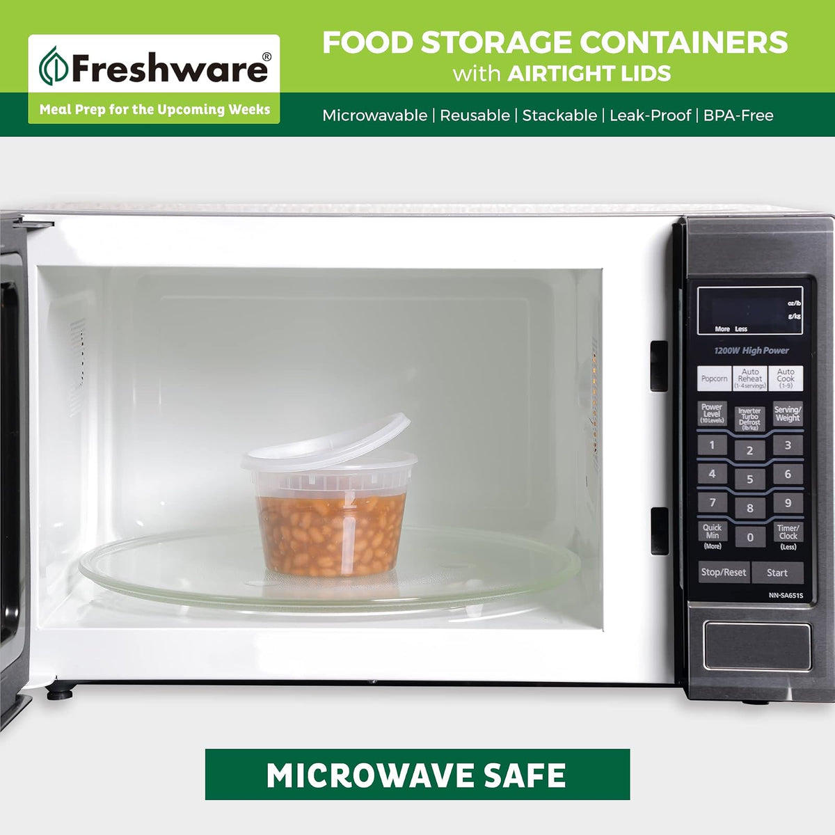 Freshware Recipientes de Almacenamiento de Alimentos | 60 paquetes, 8 16 32 oz, 20 juegos, tapas, plástico, delicatessen, preparación comidas