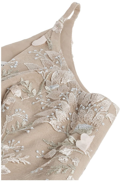 DRESS THE POPULATION Vestido Largo Floral Adornado sin Mangas para Mujer