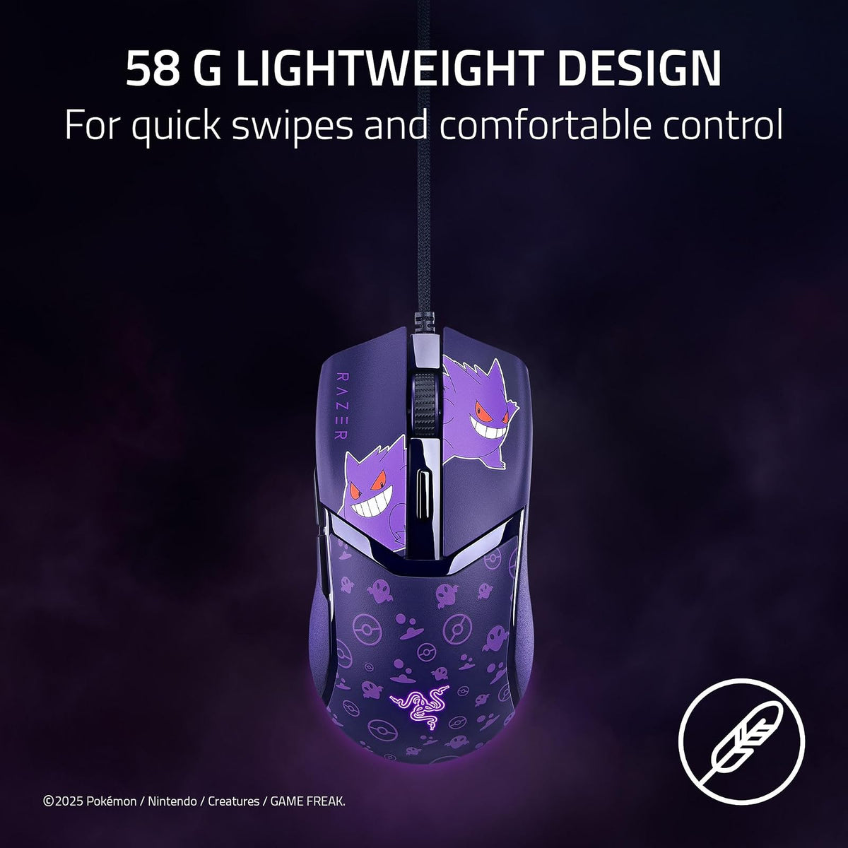Razer Cobra Ratón de Juego con Cable: 58g Ligero - Interruptores ópticos Gen-3 - Iluminación RGB Chroma con luz de Fondo - Sensor óptico de 8500 dpi - Pies de ratón PTFE 100% - Cable Speedflex