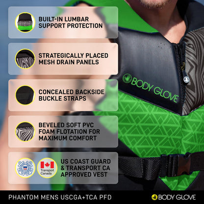 Body Glove Phantom USCGA Chaleco Salvavidas PFD para Hombre