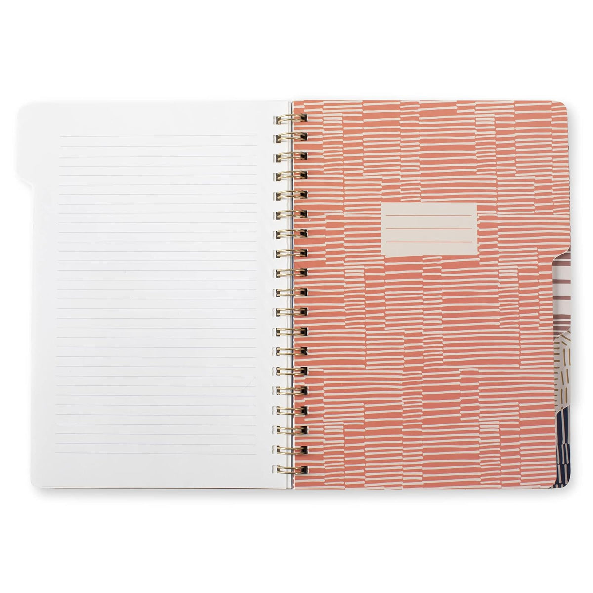 Fringe Studio - Cuaderno de pestañas grandes, líneas tribales, cubierta flexible de tapa blanda, reglas universitarias, 5 divisores de sujetos/troquelados, 7.25 x 10 pulgadas, 180 páginas forradas