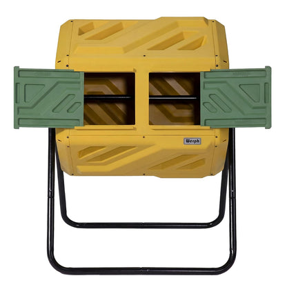 Werph - Contenedor de compostaje de Doble cámara de 43 galones, Vaso de compostaje para Exteriores de Montaje rápido, contenedor Giratorio para compostaje con Guantes para jardín, Cocina y Patio