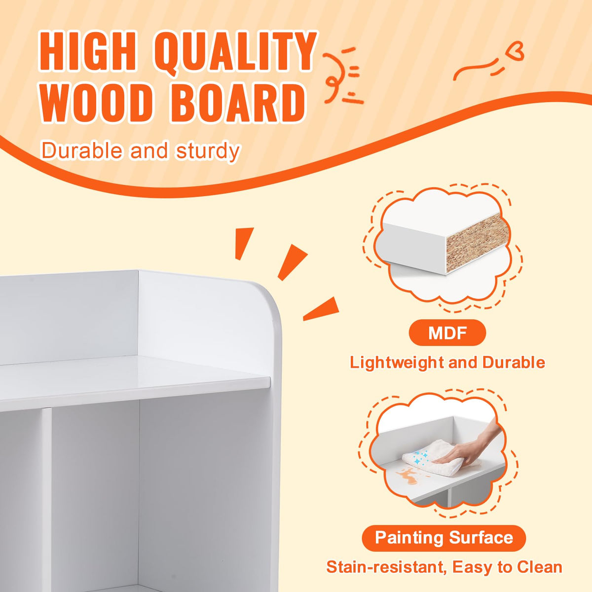 VEVOR Estantería de Juguetes de Madera para Niños, Cubrir de Almacenamiento de Madera de 5 Cubículos para Niños para Habitación, Sala de Juegos, Jardín de Infantes, Guardería, Blanco