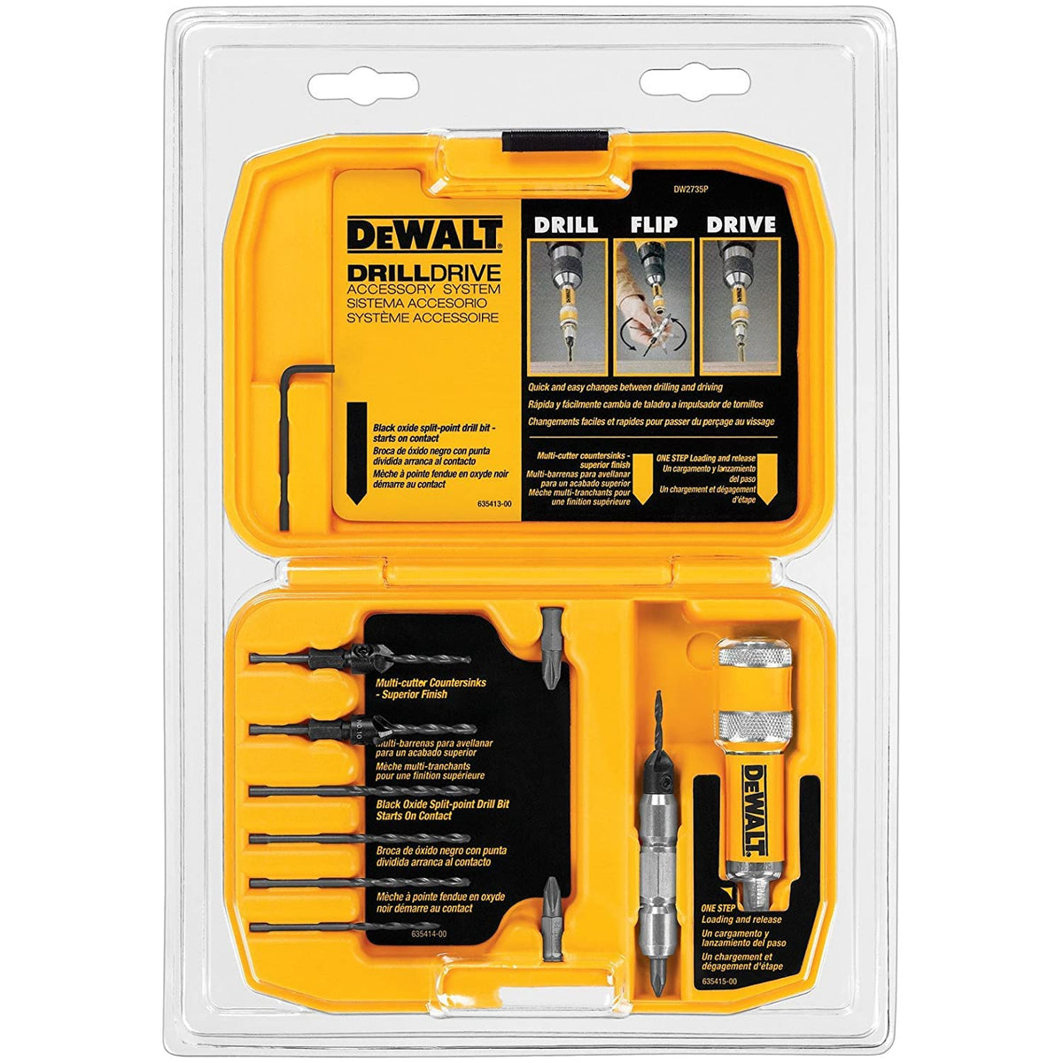 DEWALT Avellanador para madera, incluye adaptador magnético y estuche portátil, 12 piezas (DW2735P)