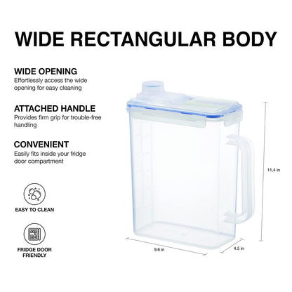 LocknLock - Jarra de agua para puerta de refrigerador, con asa, sin BPA, con tapa de rosca, perfecta para hacer tés y jugos, 1 galón, transparente