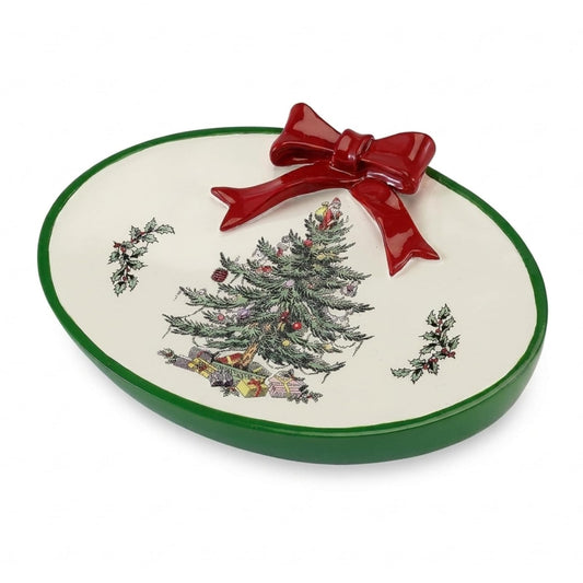 Avanti Linens Spode - Jabonera, diseño de árbol de Navidad, Color Rojo