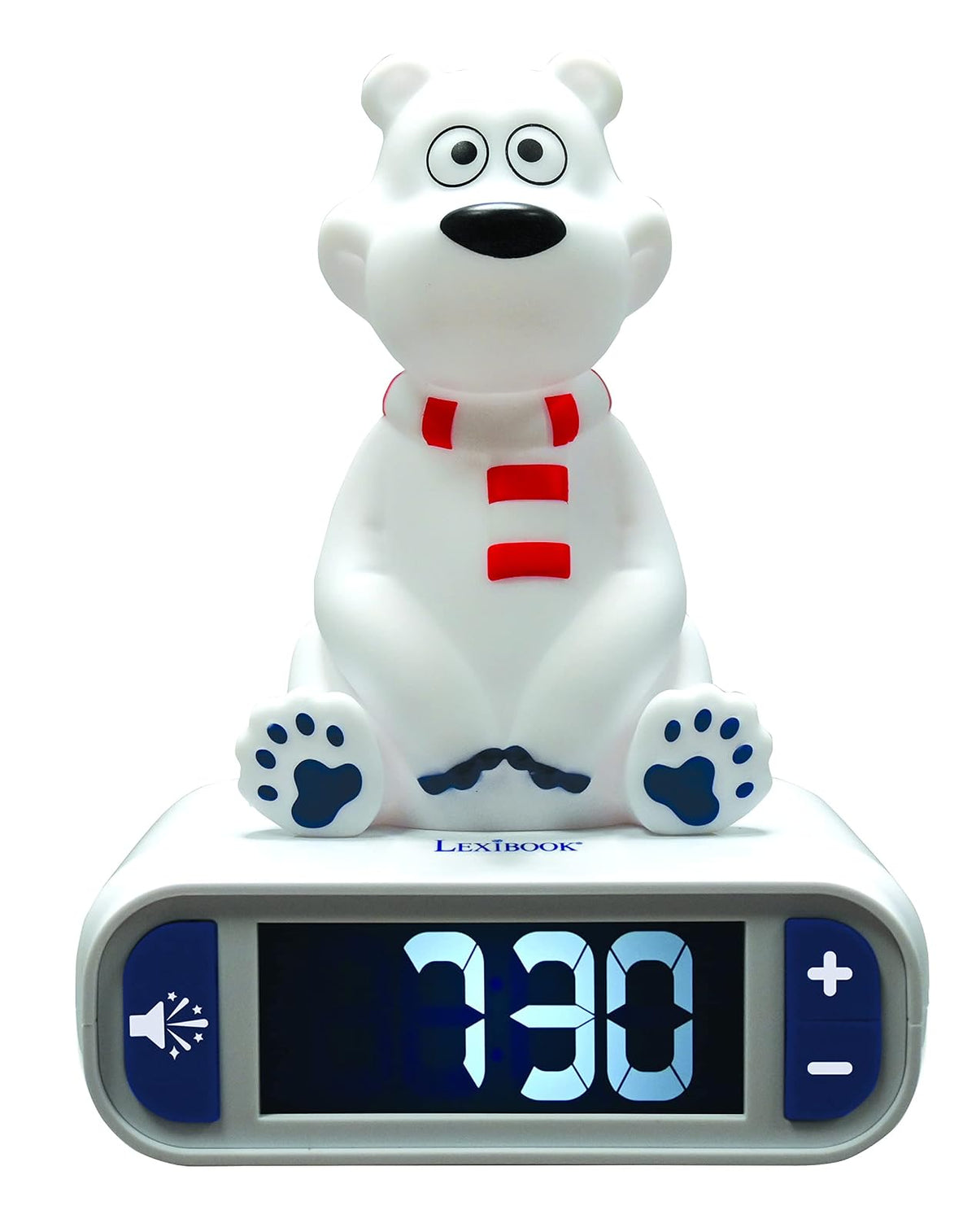 Lexibook Disney Frozen Reloj Despertador con Luz Nocturna y Sonidos, Pantalla LCD Digital - Oso Polar