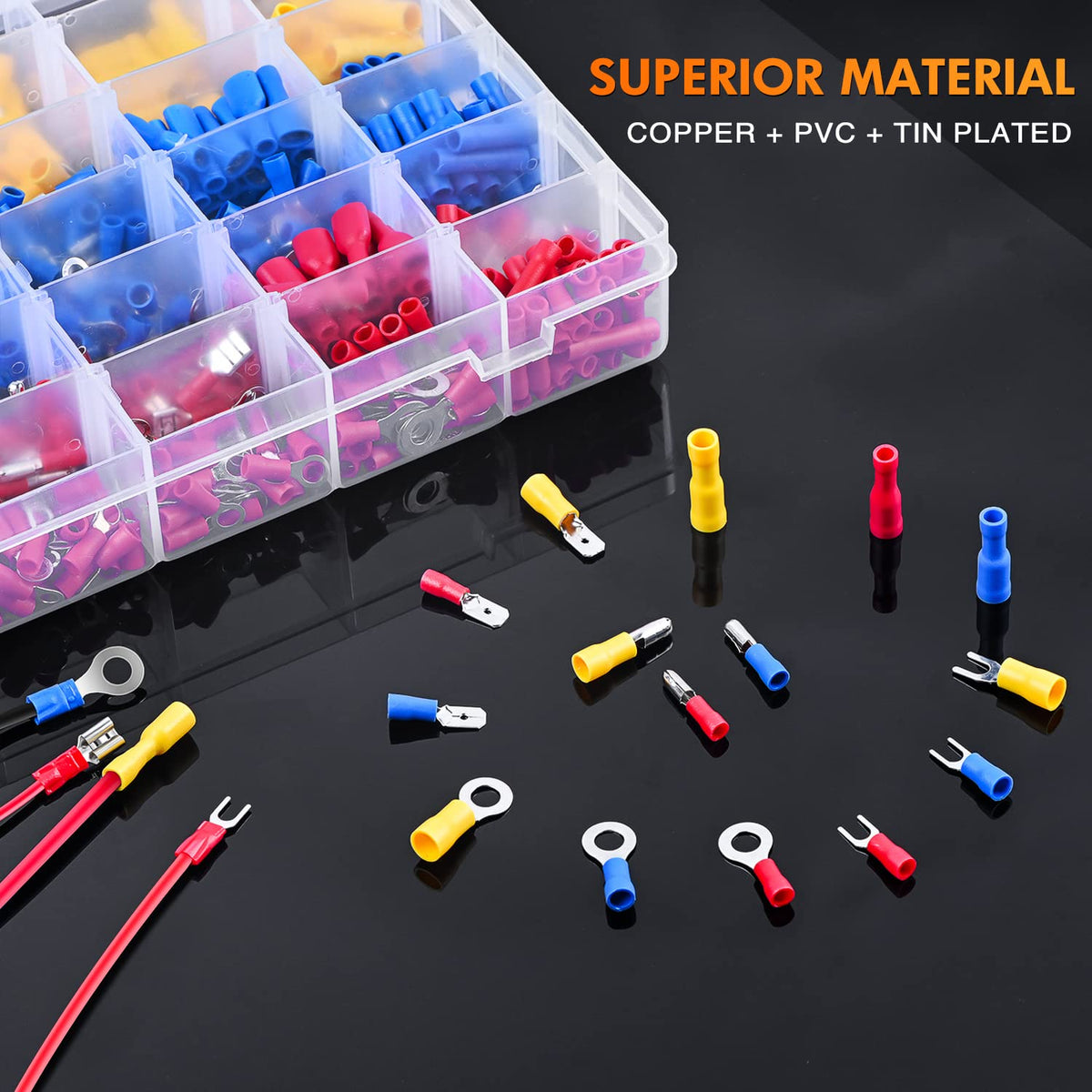 Nilight - Kit surtido de conectores de cables eléctricos de calibre 22-16/16-14/12-10, 540 piezas