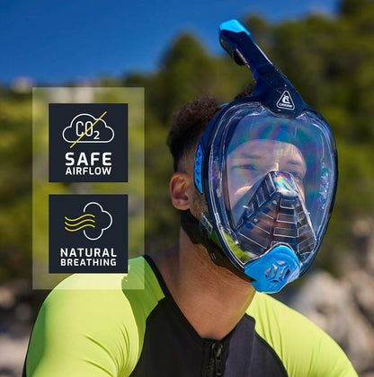 Cressi Adult Snorkeling Full Face Mask - Wide Clear View, Anti-Fog System - Easy Breathing: Safety First - Bali: Designed in Italy