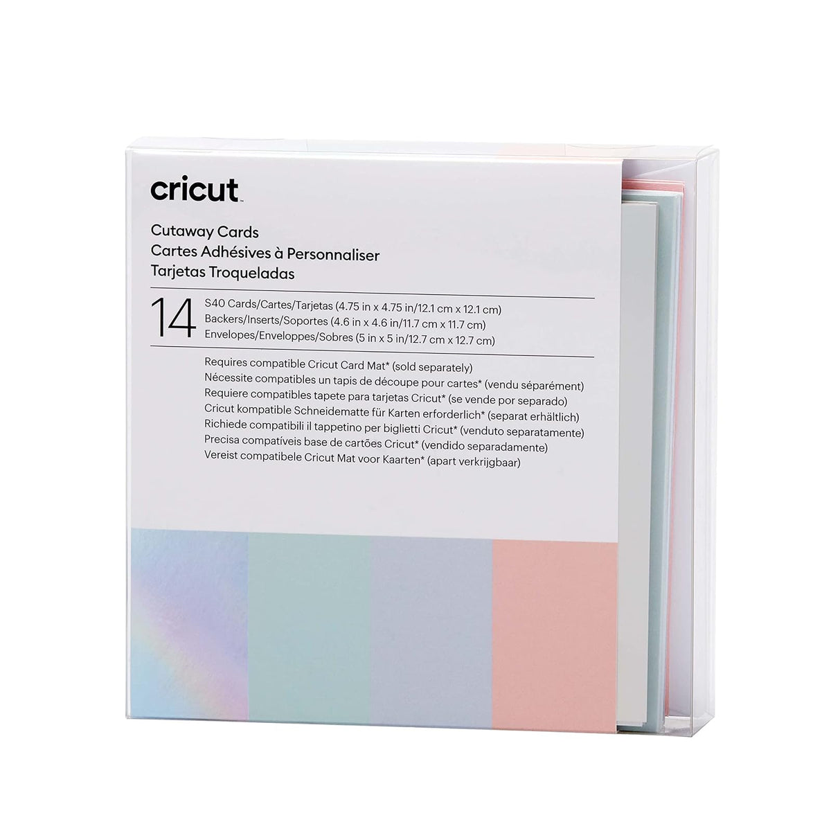Cricut Cutaway Cards, Tarjetas para Recortar con Respaldo Holográfico - Pasteles - 14 Count