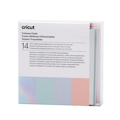 Cricut Cutaway Cards, Tarjetas para Recortar con Respaldo Holográfico - Pasteles - 14 Count