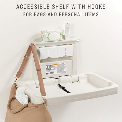 Rubbermaid Commercial Products – Cambiador para Bebé Horizontal con Protección Antimicrobiana, Estación de Polipropileno Plegable para Baños Públicos, Beige FG781888LPLAT