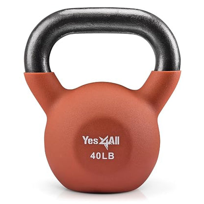 Yes4All Pesas Rusas de Entrenamiento de Fuerza Recubiertas de Neopreno Ajustables y Contorneadas con Pesos de Colores de 5 a 50 lbs