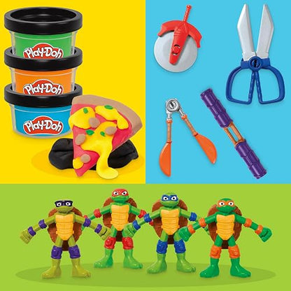 Play-Doh Hasbro Tortugas Ninjas Creaciones Cowabunga - Kit de Manualidades con 4 Figuras de Acción, 4 Accesorios y 8 Latas niños y niñas a Partir de 4 años